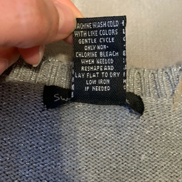 Sweater Project Panda Bear Sweater Crew Neck Silver Metallic Lurex Grey Black S - Picture 14 of 16